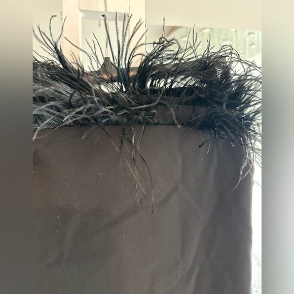 Likely Elegant Black Strapless Dress with Feather Detail with Flaws - Picture 3 of 5